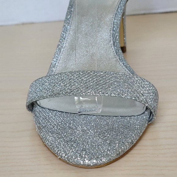 Michael Kors Ava Mid Heel Strappy Silver Glitter Sandals Heels PV19H Size 10M - Picture 13 of 16
